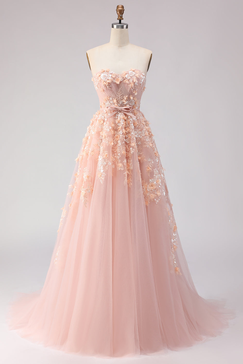 Floral Purple Off the Shoulder A Line Tulle Long Prom Dress with Bow