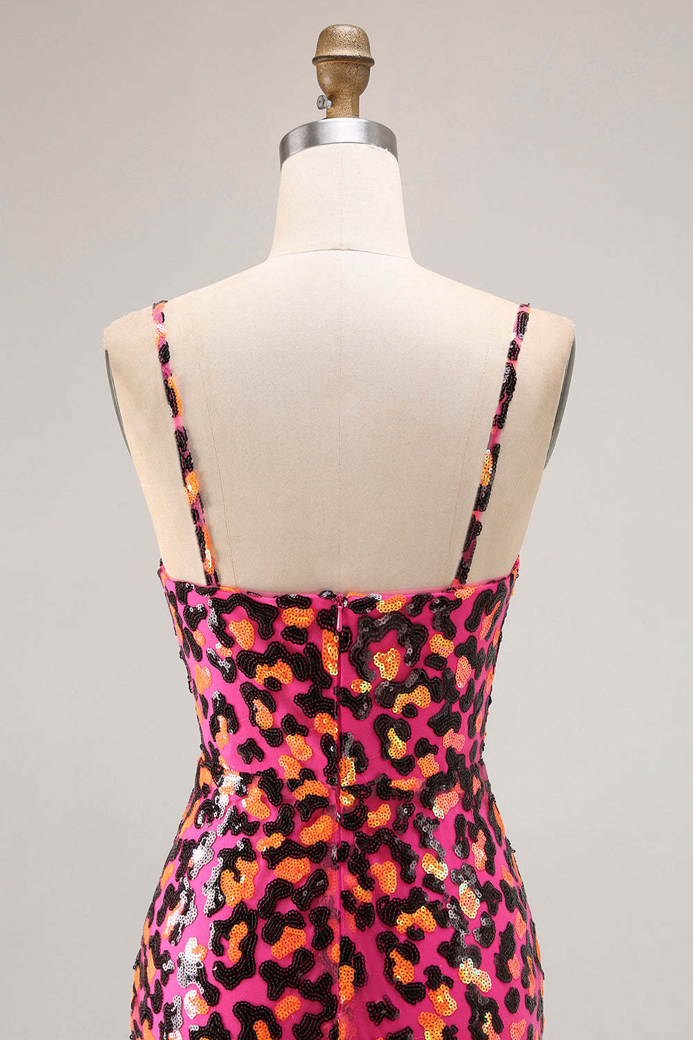 Sparkly Fuchsia Mermaid Long Leopard Prom Dress with Sequins