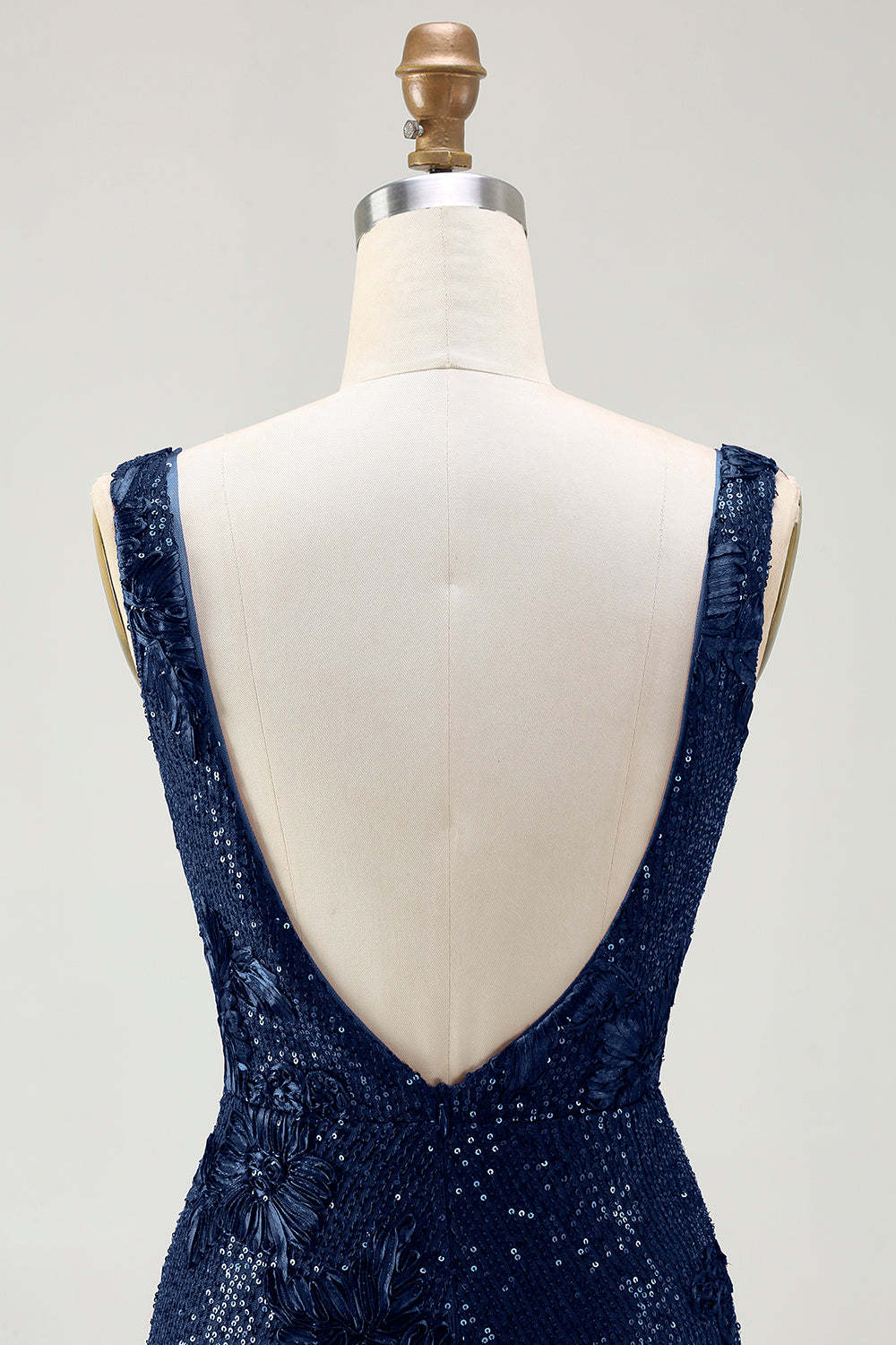 Sparkly Navy Sequin Mermaid Long Prom Dress with Slit