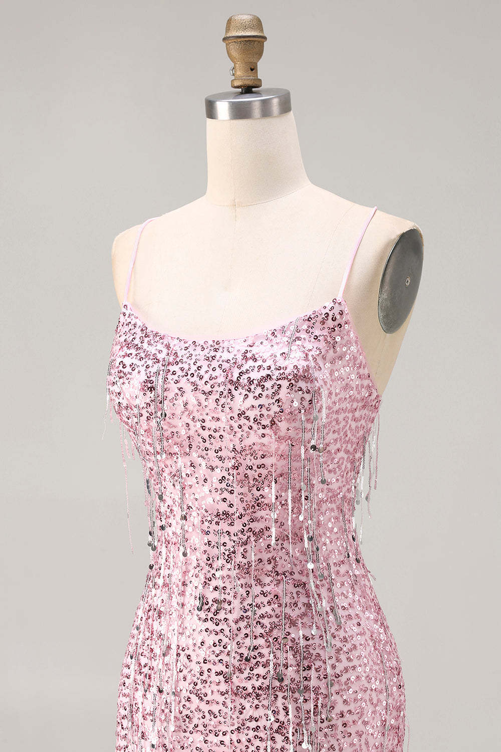 Sparkly Burgundy Mermaid Sequins Long Prom Dress with Tassels