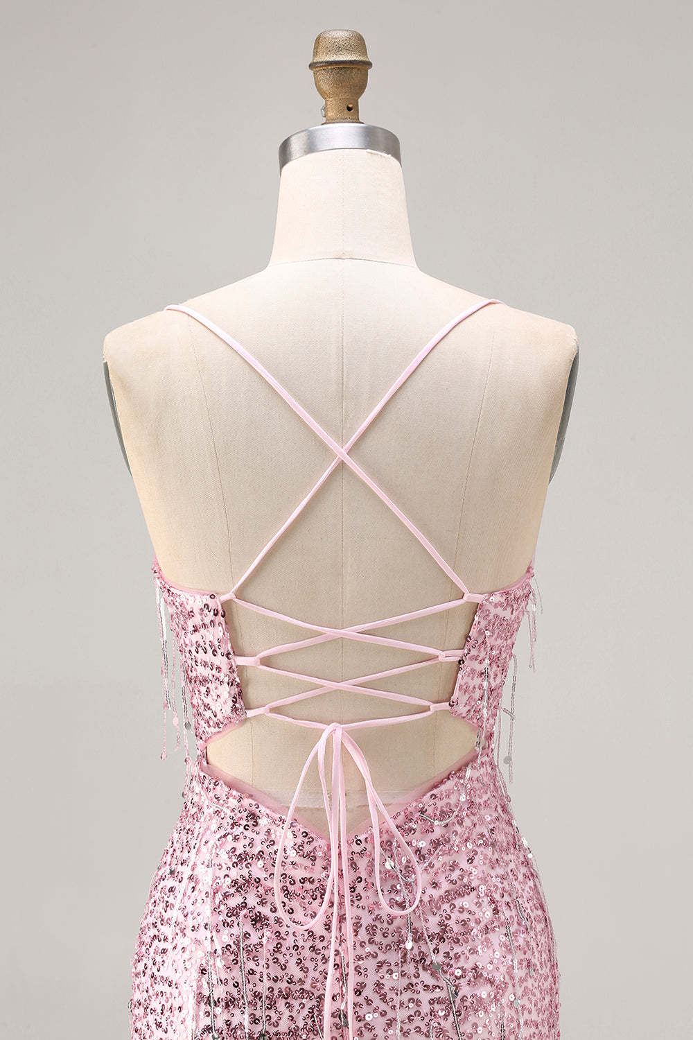 Sparkly Burgundy Mermaid Sequins Long Prom Dress with Tassels