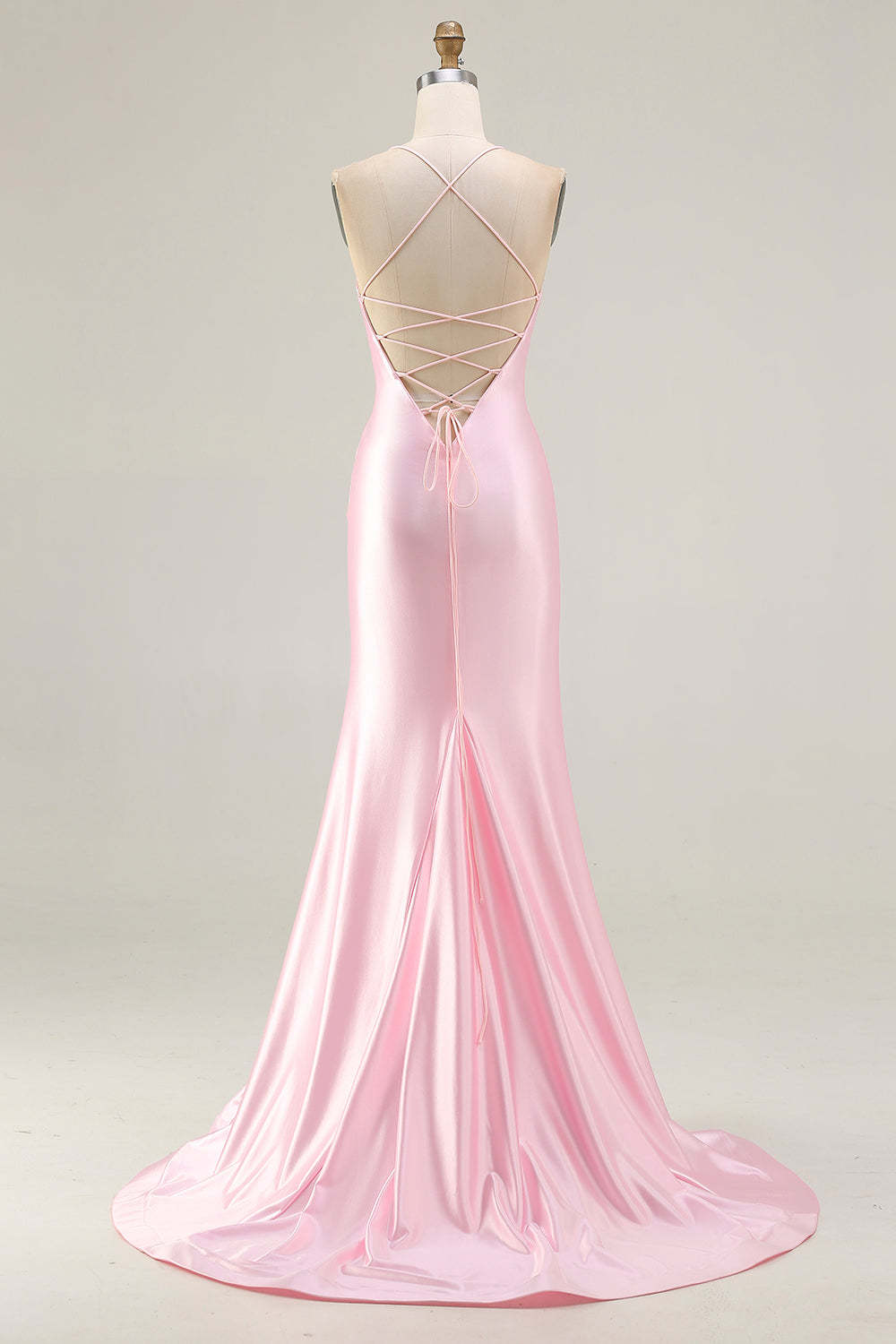 Sparkly Pink Beaded Mermaid Maxi Corset Prom Dress with Slit