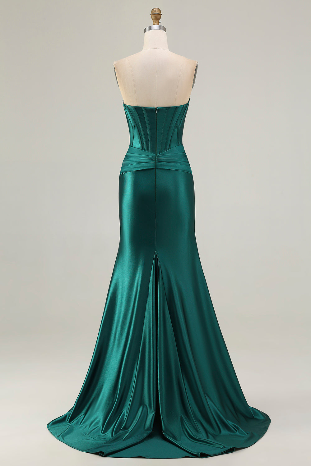 Dark Green Mermaid Strapless Corset Maxi Prom Dress