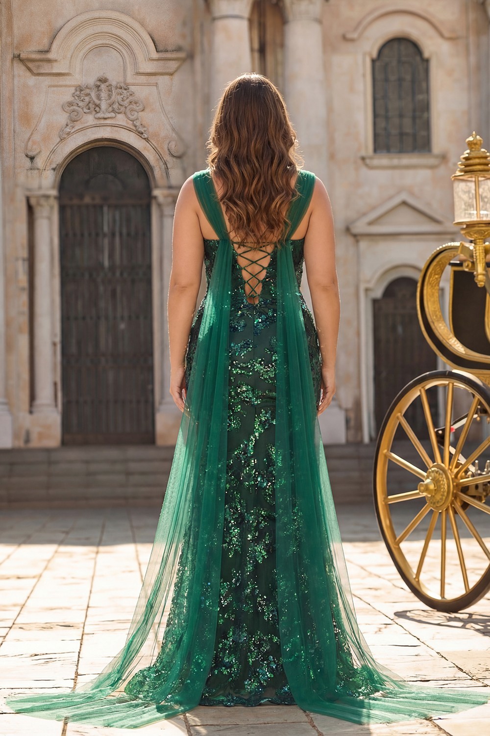 Sparkly Dark Green Floral Mermaid Sequin Long Prom Dress with Slit