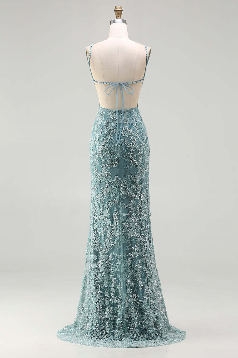 Floral Pink Sparkly Spaghetti Straps Beaded Maxi Prom Dress with Slit