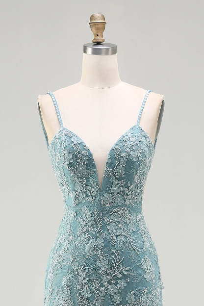 Sparkly Floral Pink Mermaid Long Beaded Prom Dress with Slit