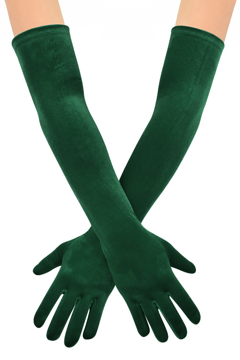 Purple Elbow Length Velvet Mittens Evening Party Finger Gloves