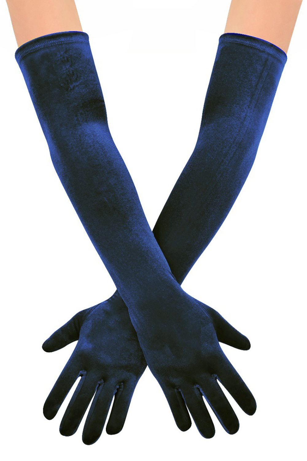 Purple Elbow Length Velvet Mittens Evening Party Finger Gloves