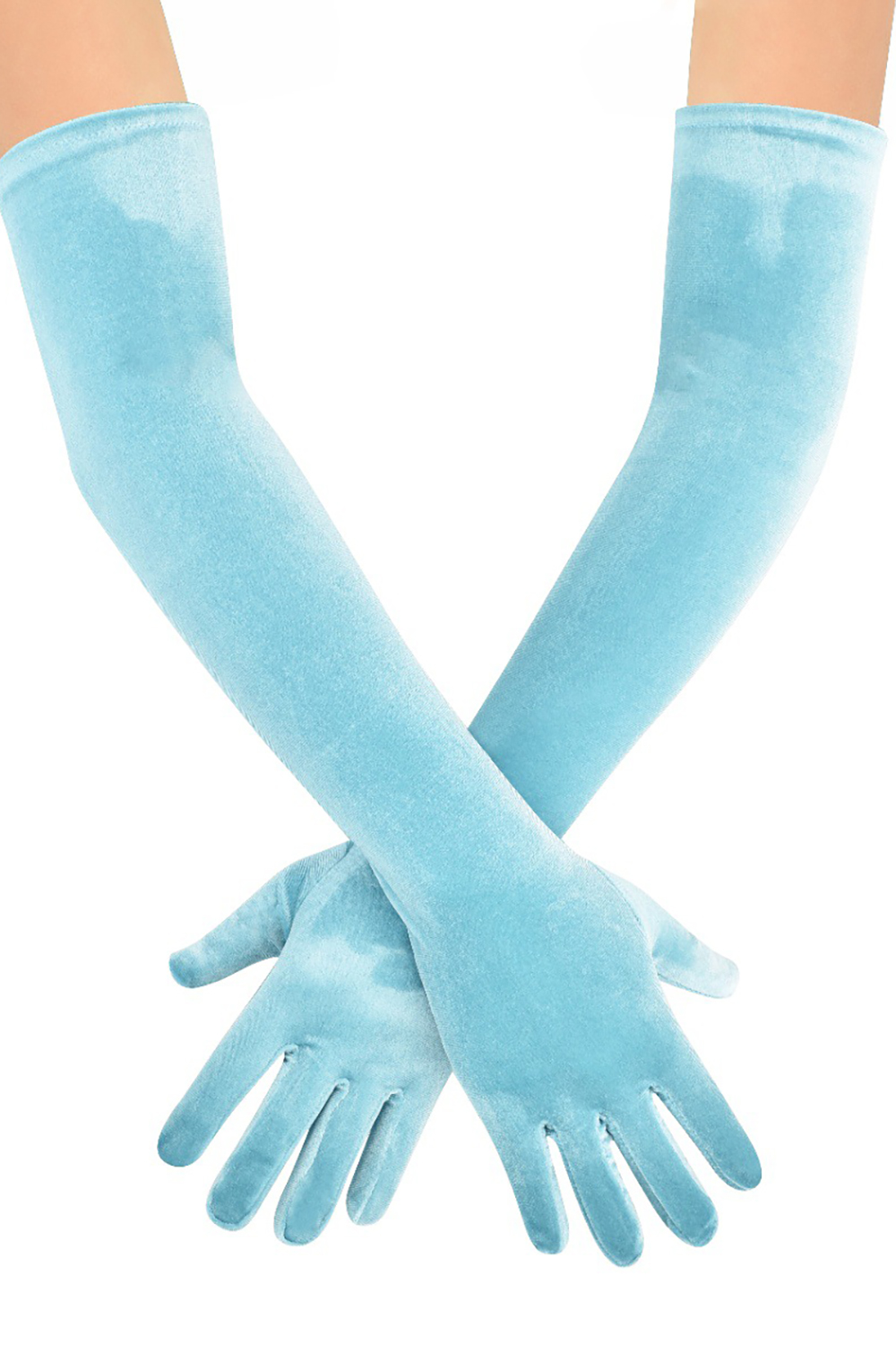 Purple Elbow Length Velvet Mittens Evening Party Finger Gloves