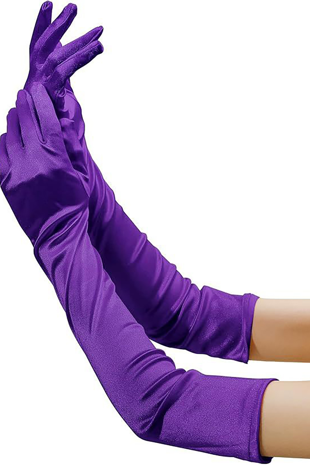 Purple Elbow Length Evening Party Finger Gloves