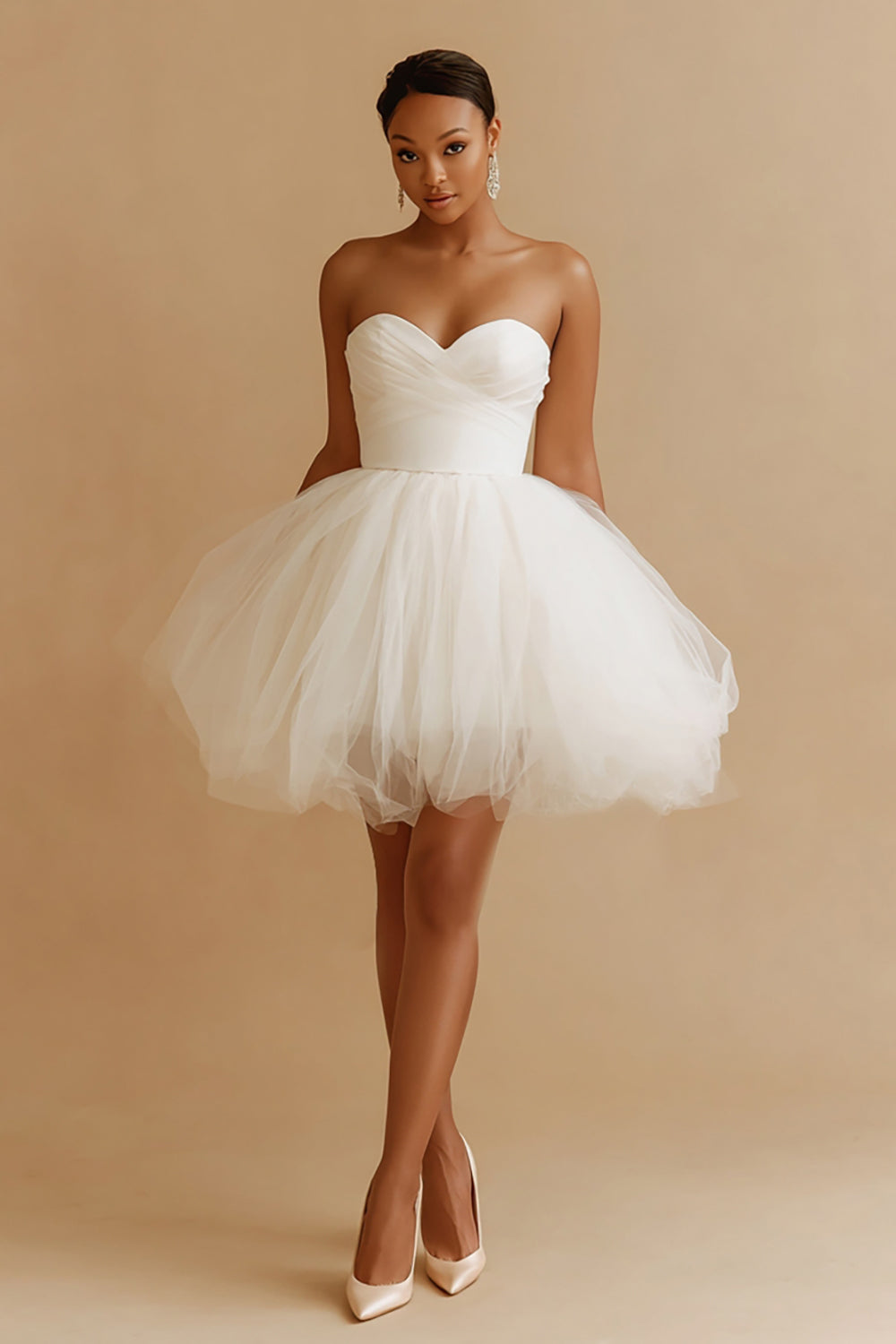 Cute White Sweetheart Tulle A Line Short Bachelorette Dress