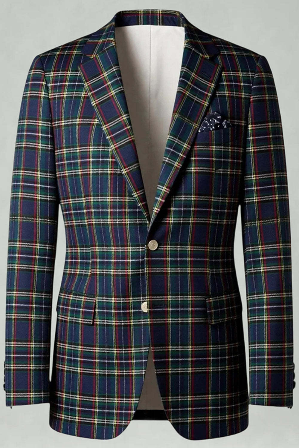 Black and Red Grid 2 Piece Notched Lapel Men Party Suits