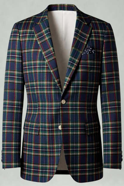 Black and Red Grid 2 Piece Notched Lapel Men Party Suits