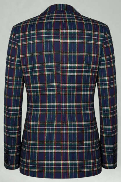 Black and Red Grid 2 Piece Notched Lapel Men Party Suits