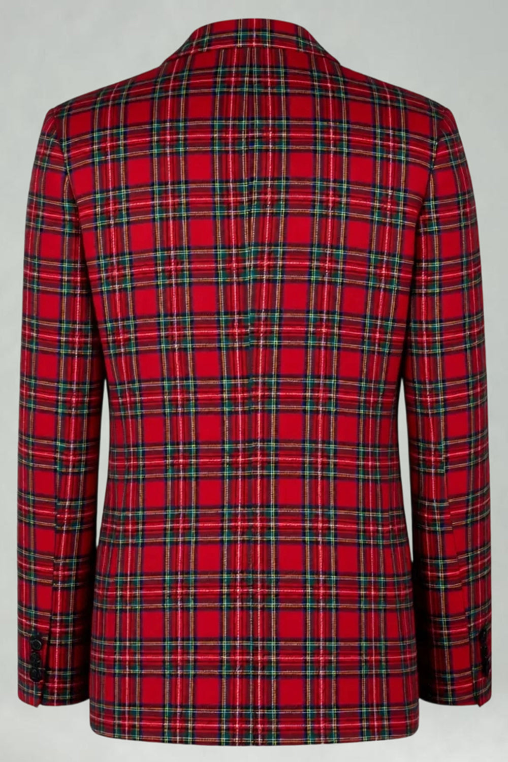 Black and Red Grid 2 Piece Notched Lapel Men Party Suits