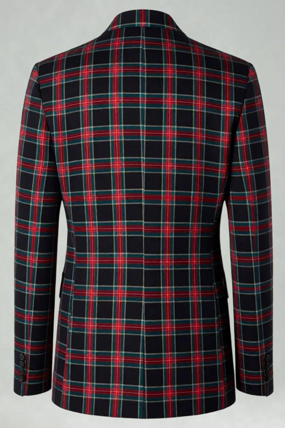 2 Piece Brown and Grey Grid Notched Lapel Fitted Men Prom Suits