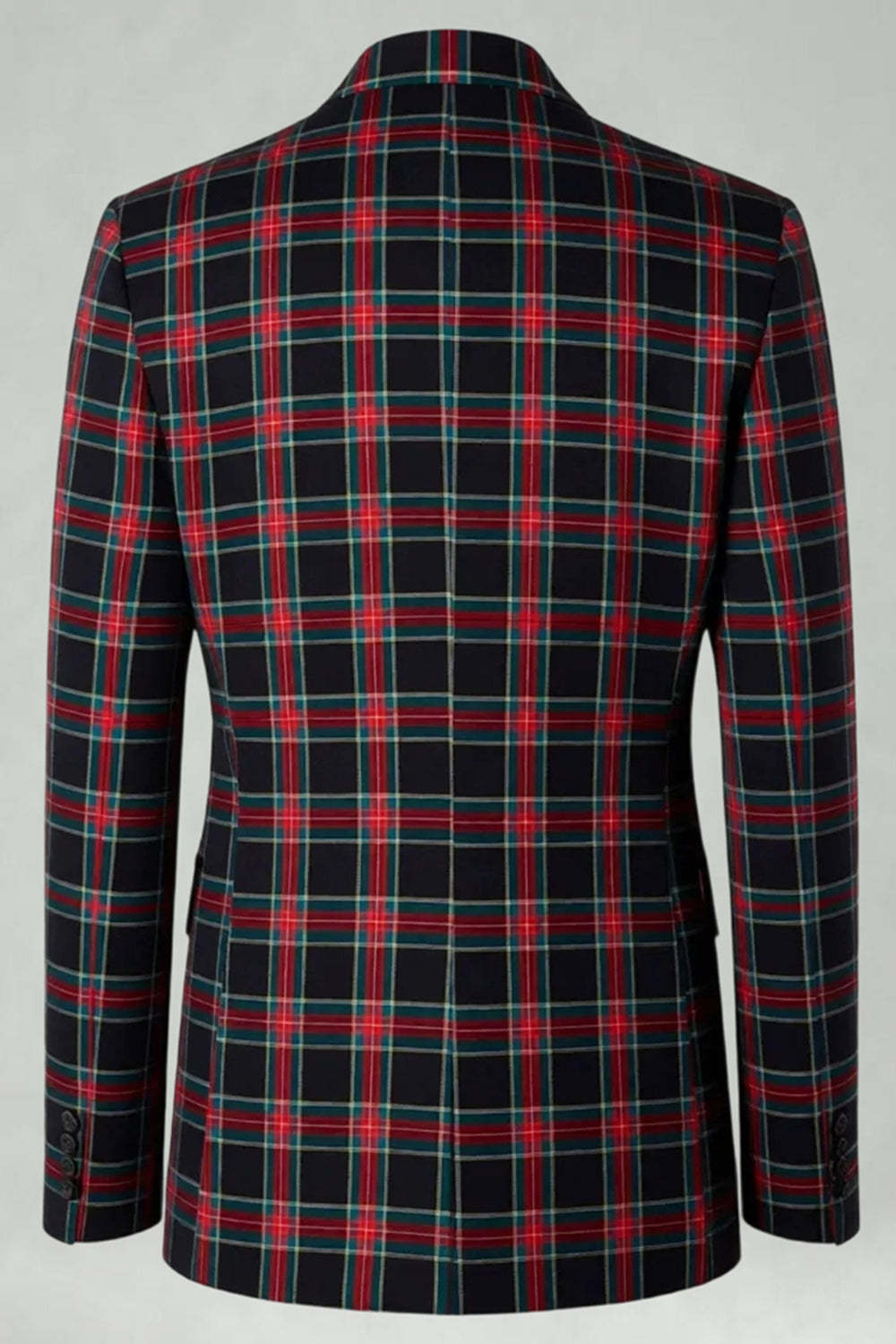 2 Piece Brown and Grey Grid Notched Lapel Fitted Men Prom Suits