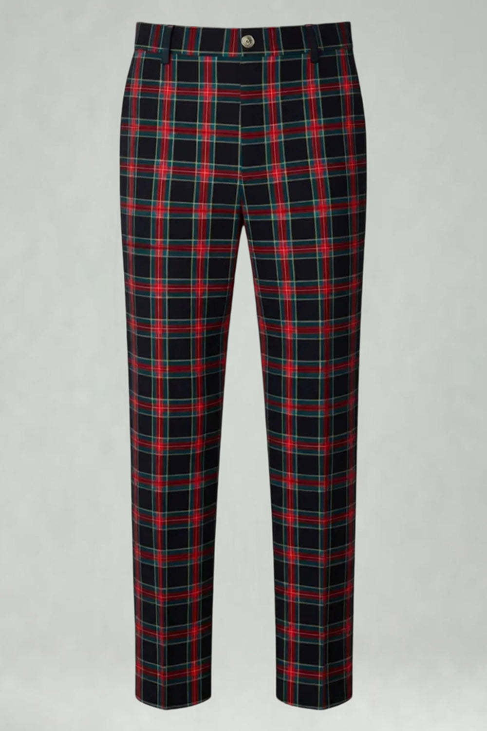 2 Piece Brown and Grey Grid Notched Lapel Fitted Men Prom Suits