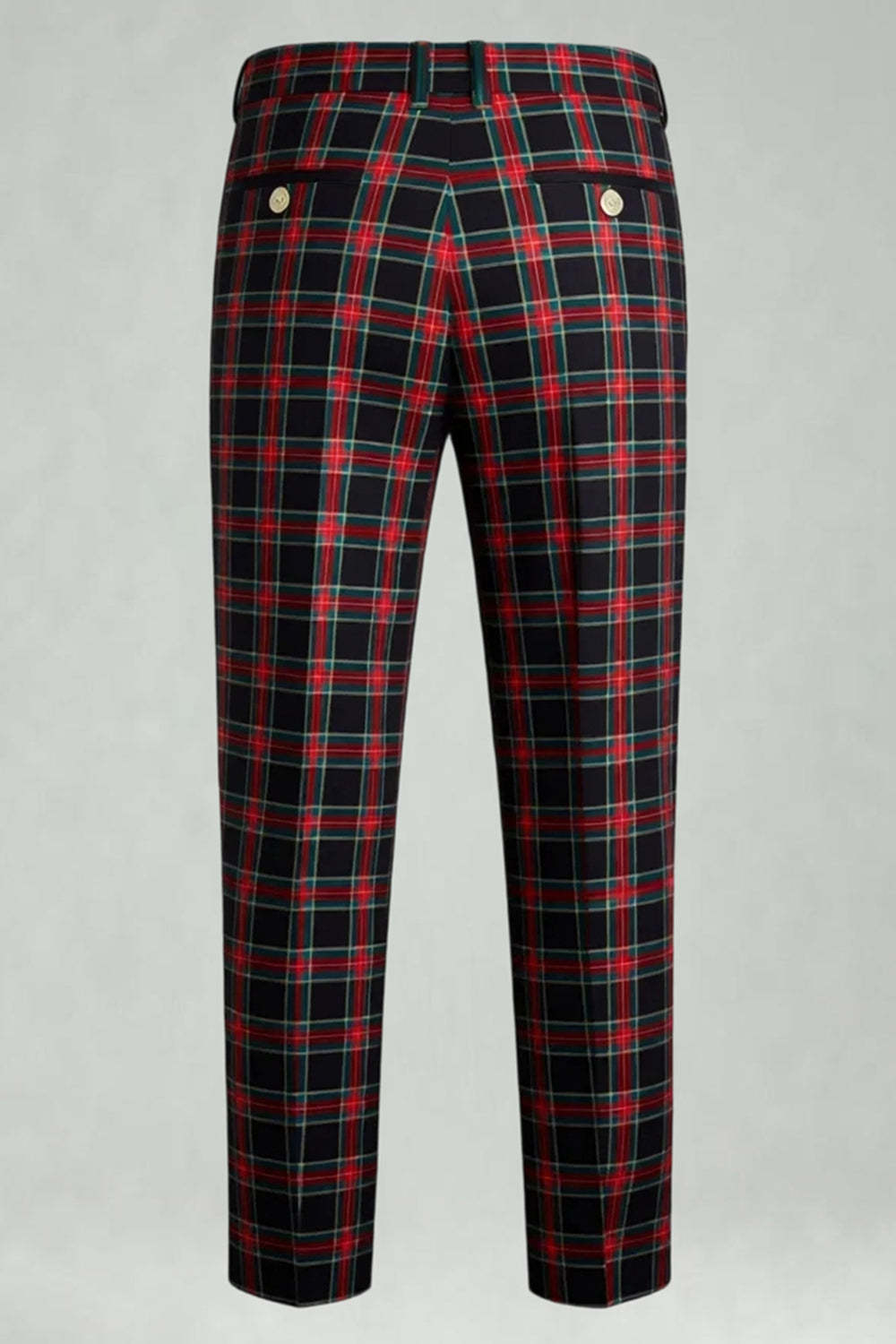 2 Piece Brown and Grey Grid Notched Lapel Fitted Men Prom Suits