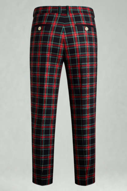 2 Piece Brown and Grey Grid Notched Lapel Fitted Men Prom Suits