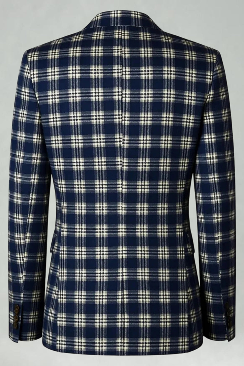 2 Piece Brown and Grey Grid Notched Lapel Fitted Men Prom Suits