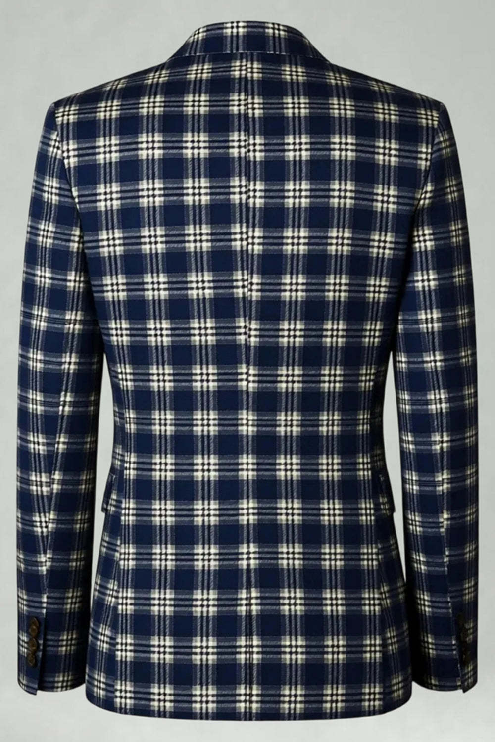 2 Piece Brown and Grey Grid Notched Lapel Fitted Men Prom Suits