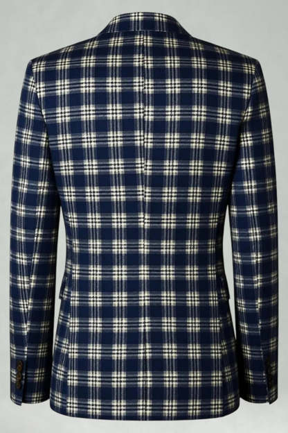 2 Piece Brown and Grey Grid Notched Lapel Fitted Men Prom Suits