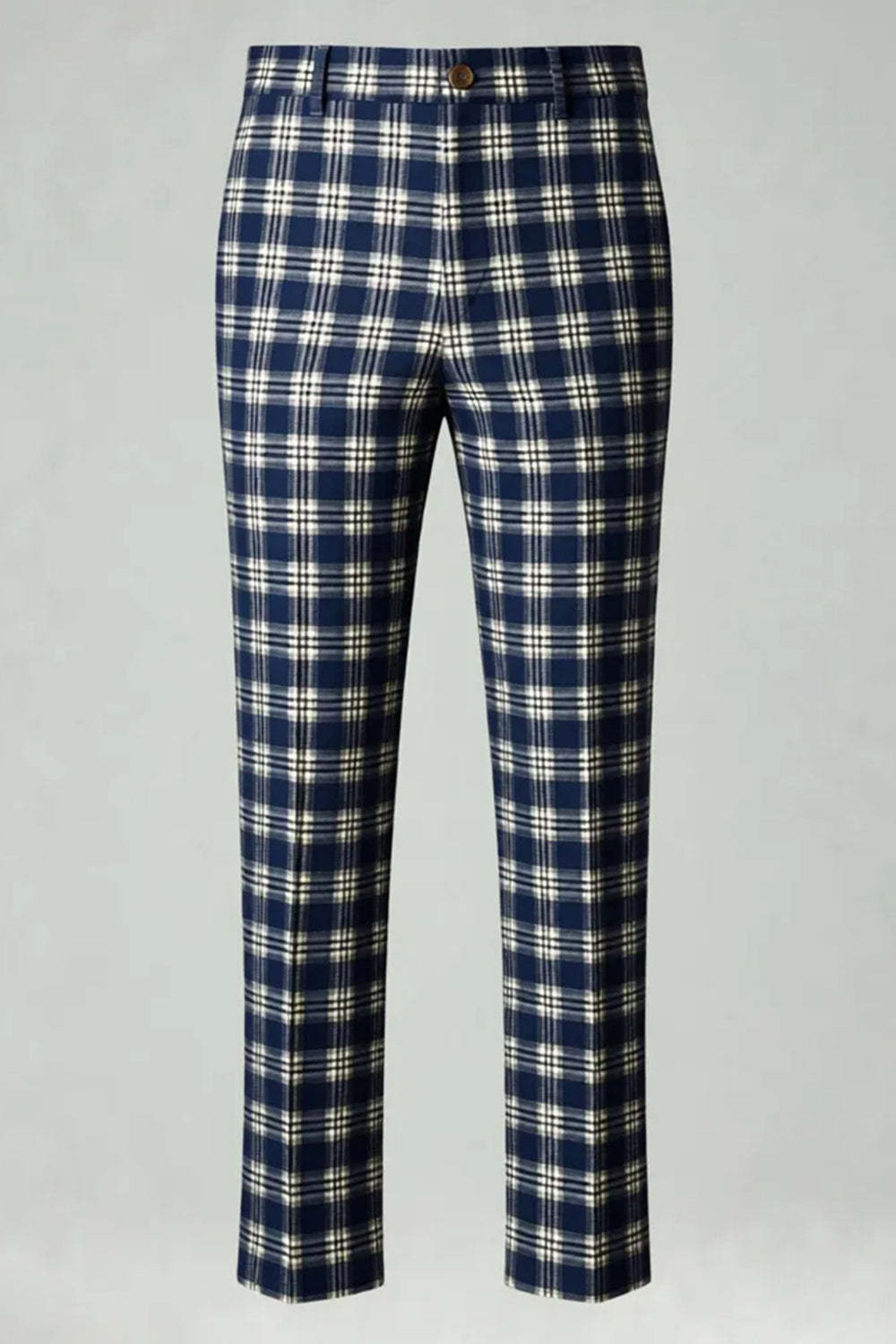 2 Piece Brown and Grey Grid Notched Lapel Fitted Men Prom Suits