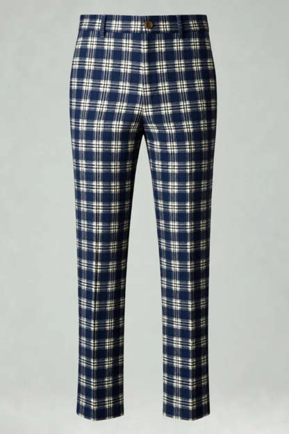 2 Piece Brown and Grey Grid Notched Lapel Fitted Men Prom Suits