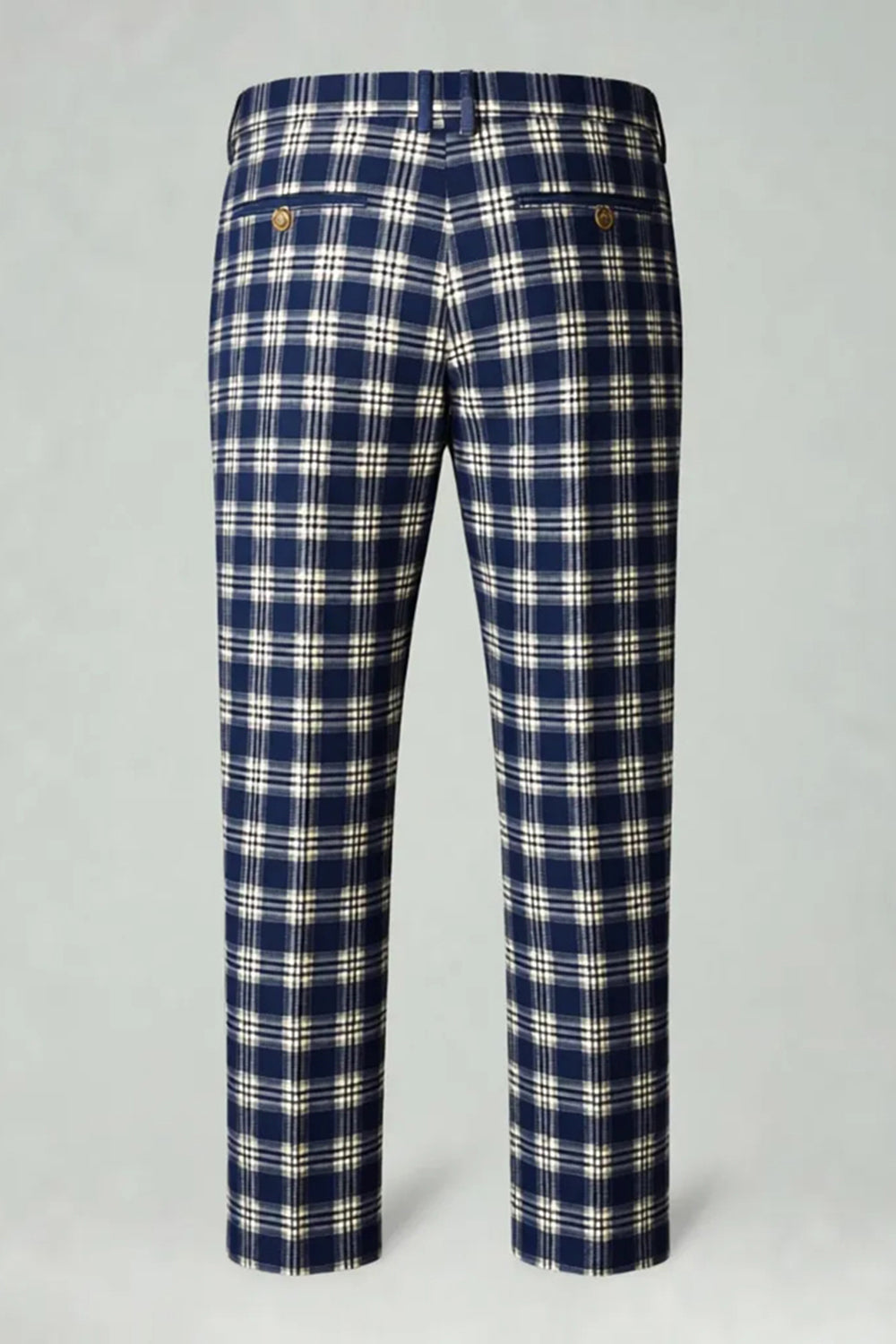 2 Piece Brown and Grey Grid Notched Lapel Fitted Men Prom Suits