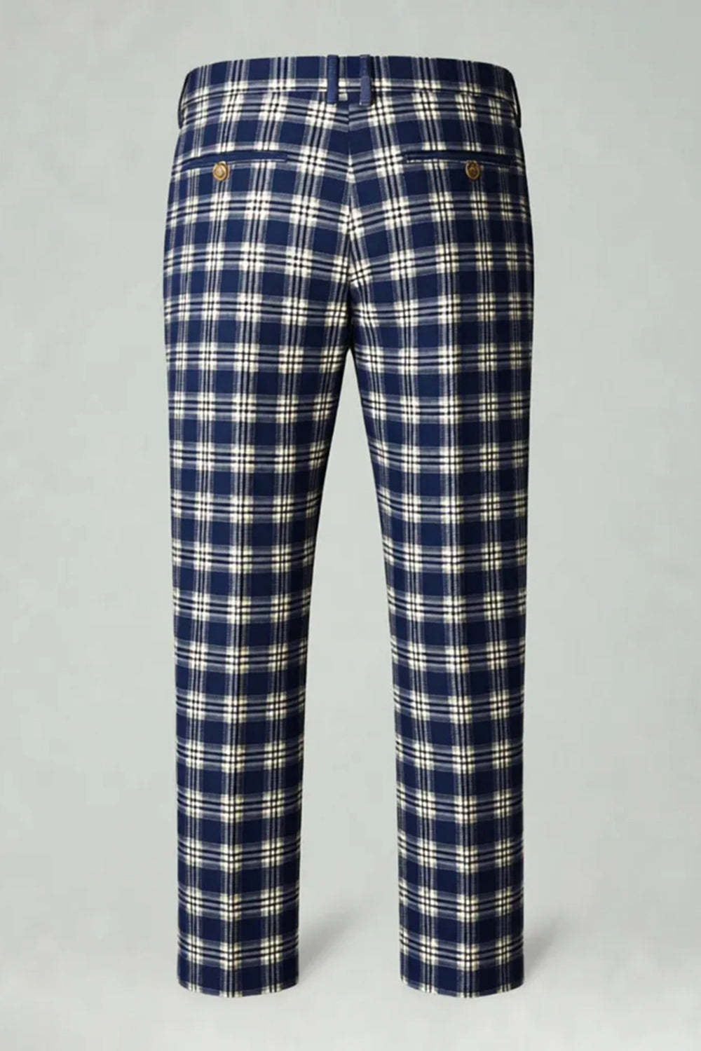 2 Piece Brown and Grey Grid Notched Lapel Fitted Men Prom Suits