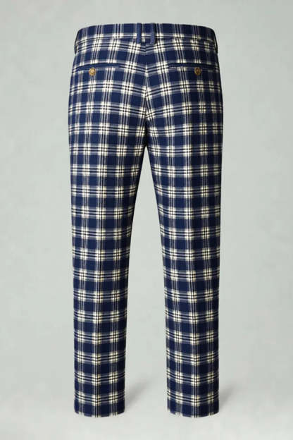 2 Piece Brown and Grey Grid Notched Lapel Fitted Men Prom Suits