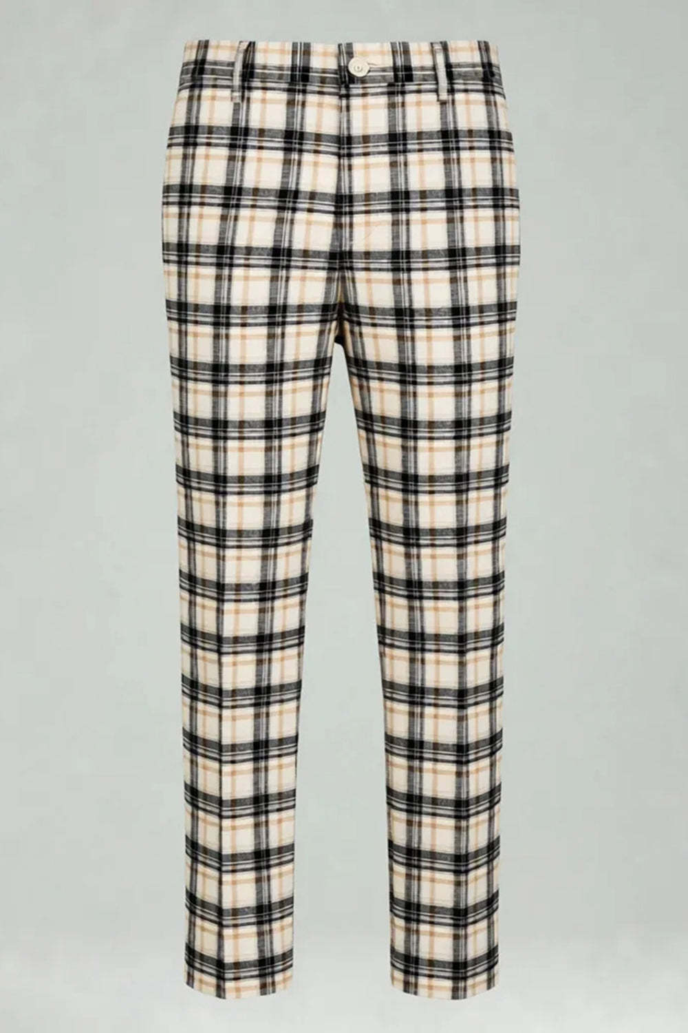 Black and Yellow Notched Lapel Grid Men Prom Suits