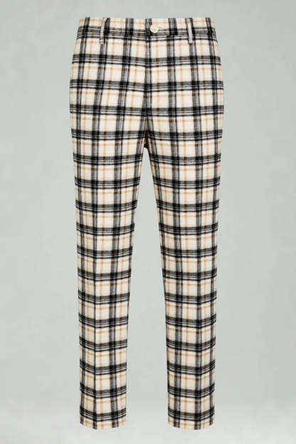 Black and Yellow Notched Lapel Grid Men Prom Suits