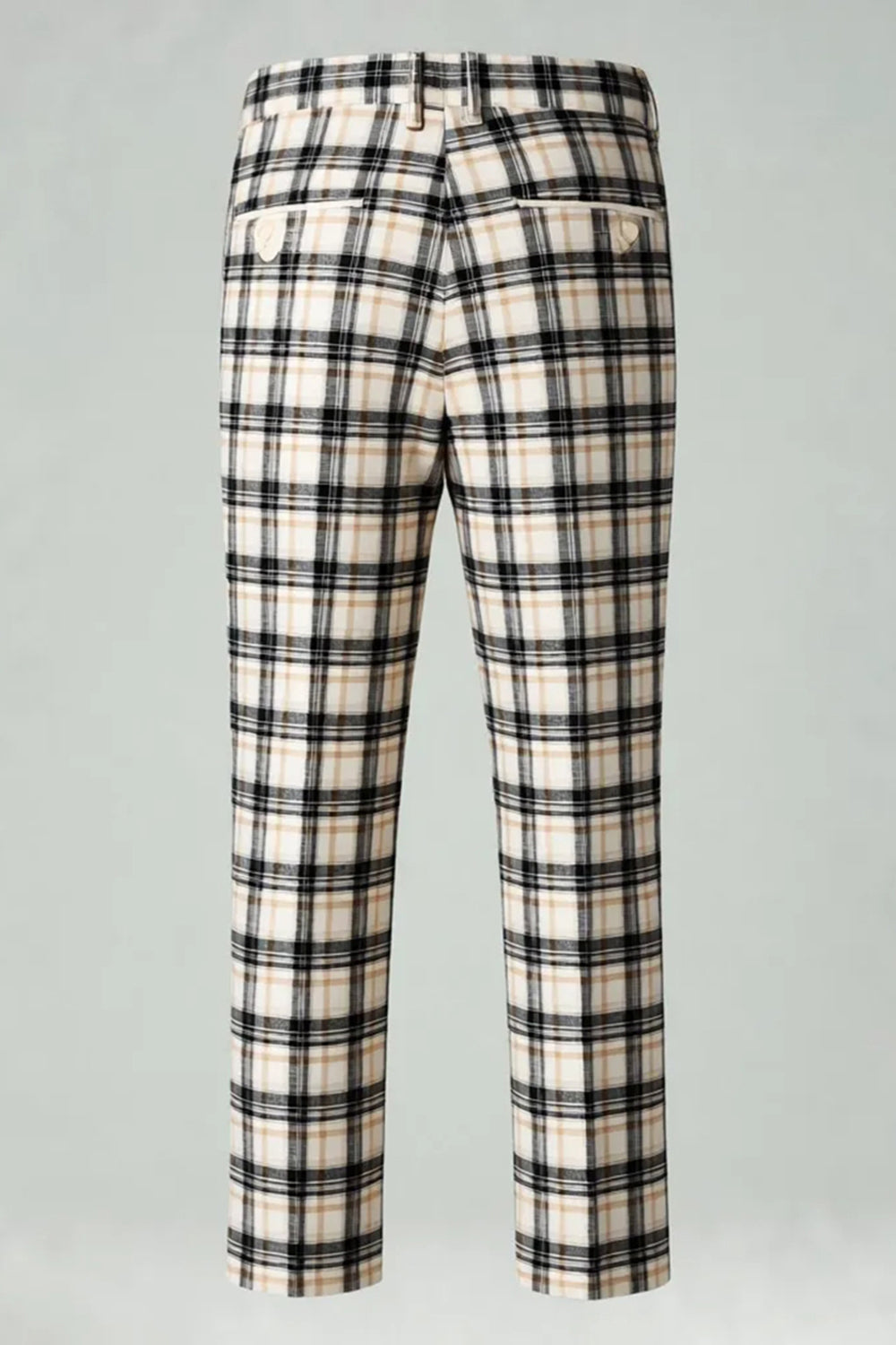 Black and Yellow Notched Lapel Grid Men Prom Suits