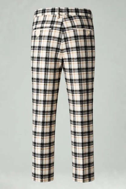 Black and Yellow Notched Lapel Grid Men Prom Suits