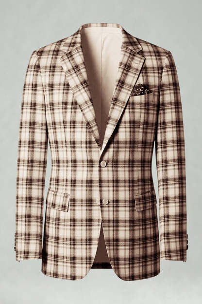 Black and Yellow Notched Lapel Grid Men Prom Suits