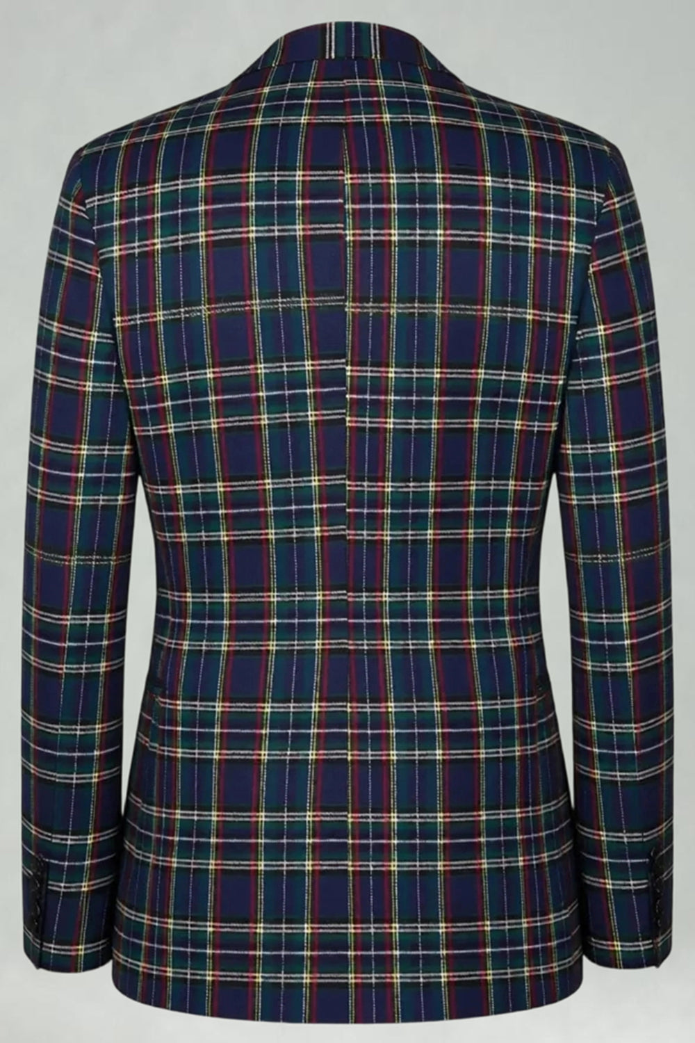 Black and Yellow Notched Lapel Grid Men Prom Suits