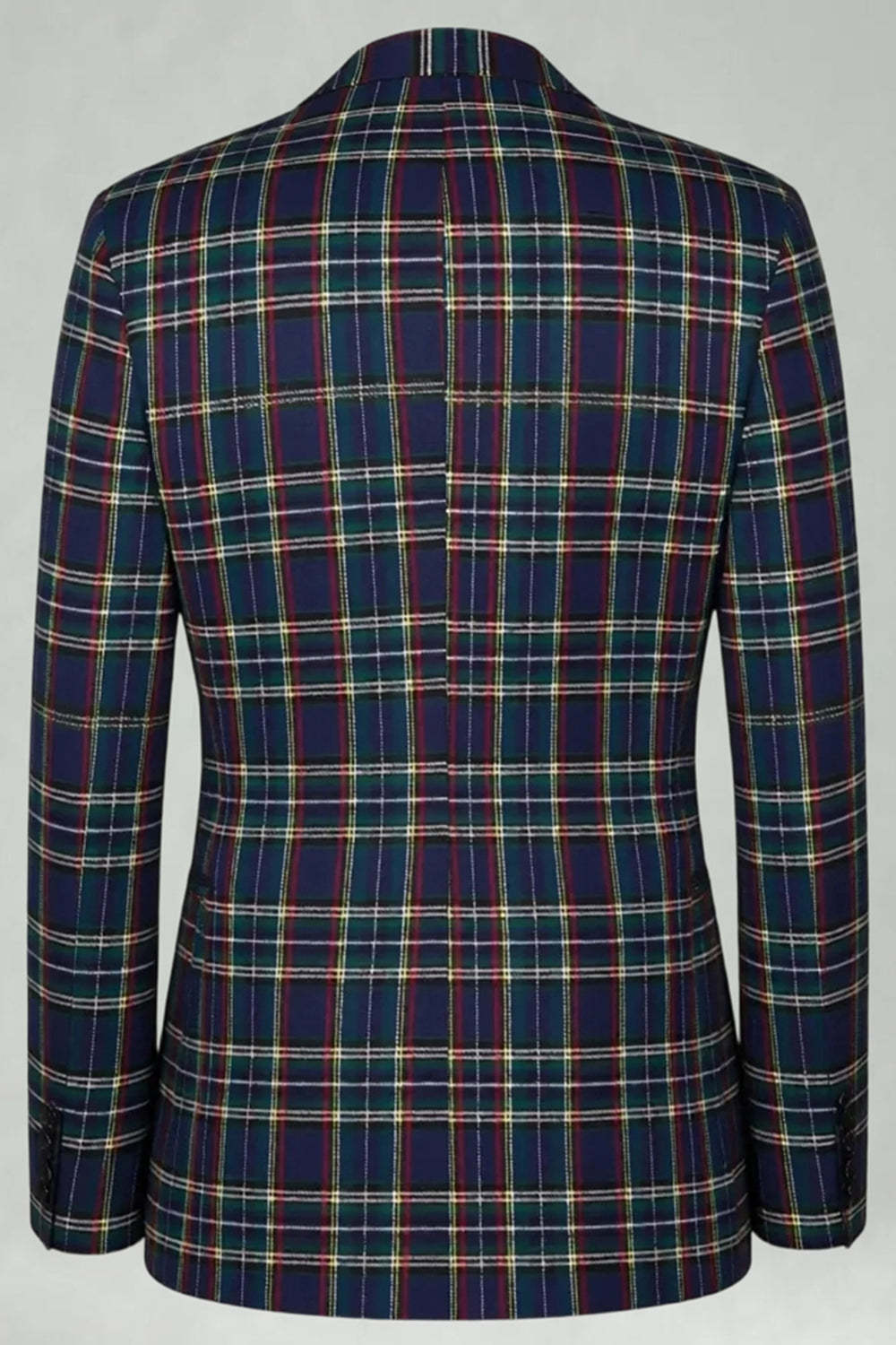 Black and Yellow Notched Lapel Grid Men Prom Suits