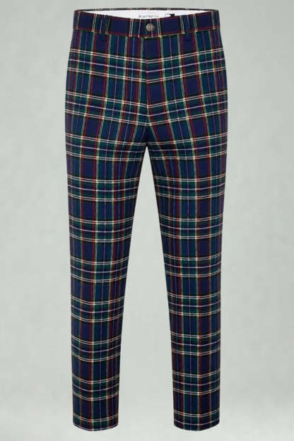 Black and Yellow Notched Lapel Grid Men Prom Suits