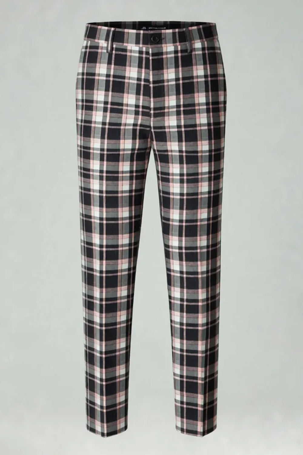 Black and Yellow Notched Lapel Grid Men Prom Suits