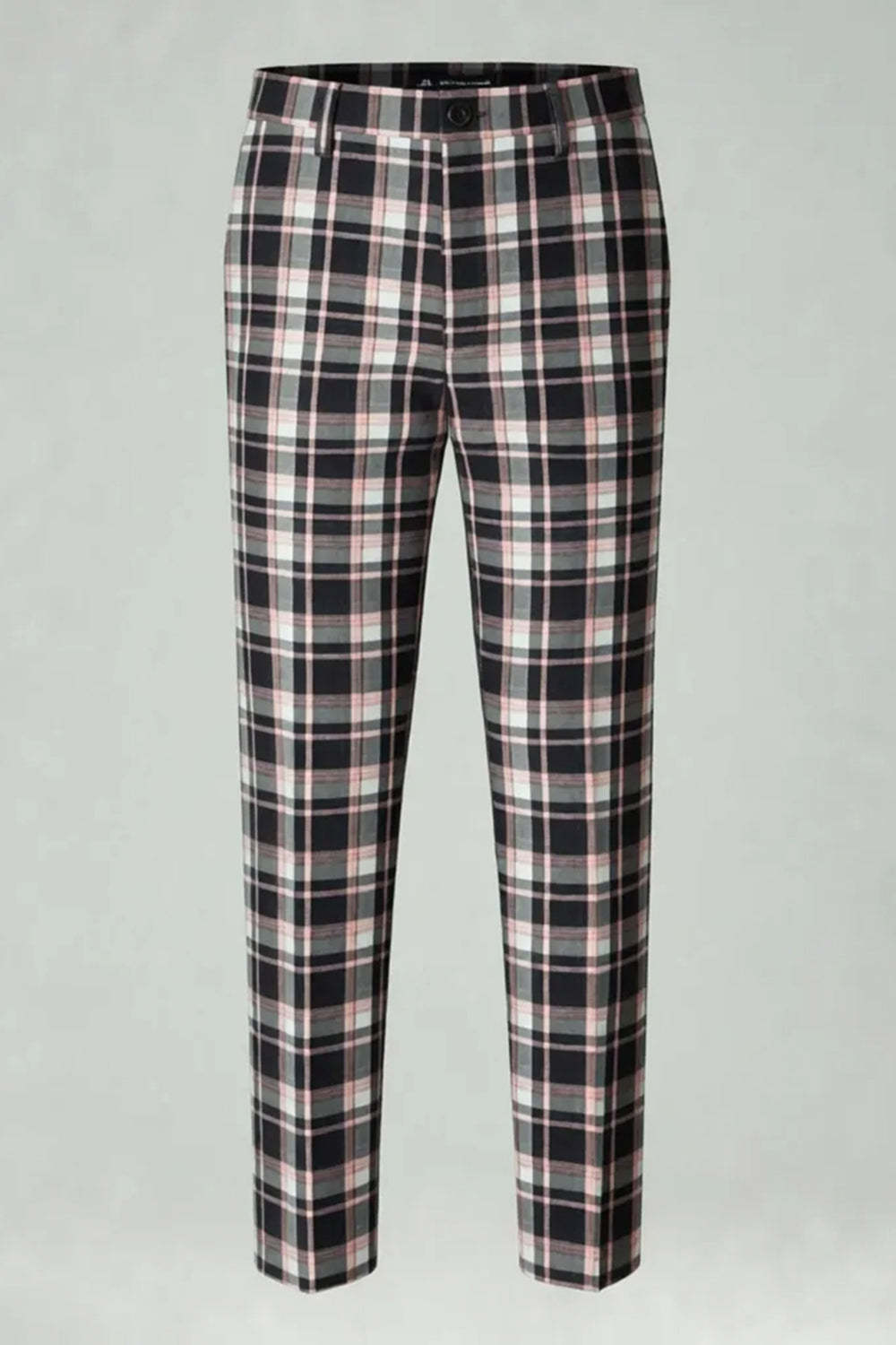 Black and Yellow Notched Lapel Grid Men Prom Suits