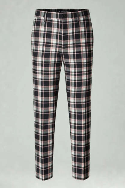 Black and Yellow Notched Lapel Grid Men Prom Suits