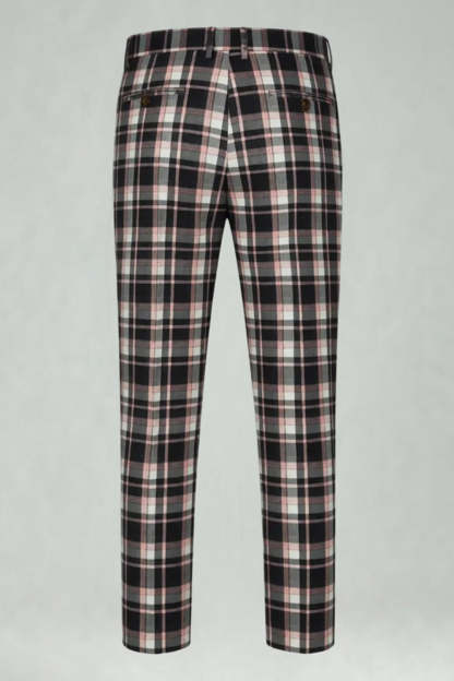 Black and Yellow Notched Lapel Grid Men Prom Suits