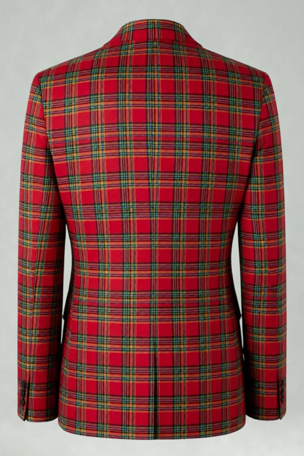 Black and Yellow Notched Lapel Grid Men Prom Suits