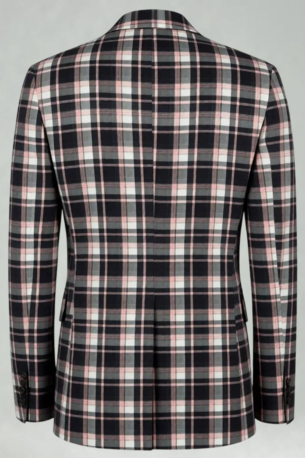 2 Piece Blue and Green Grid Notched Lapel Men Prom Suits