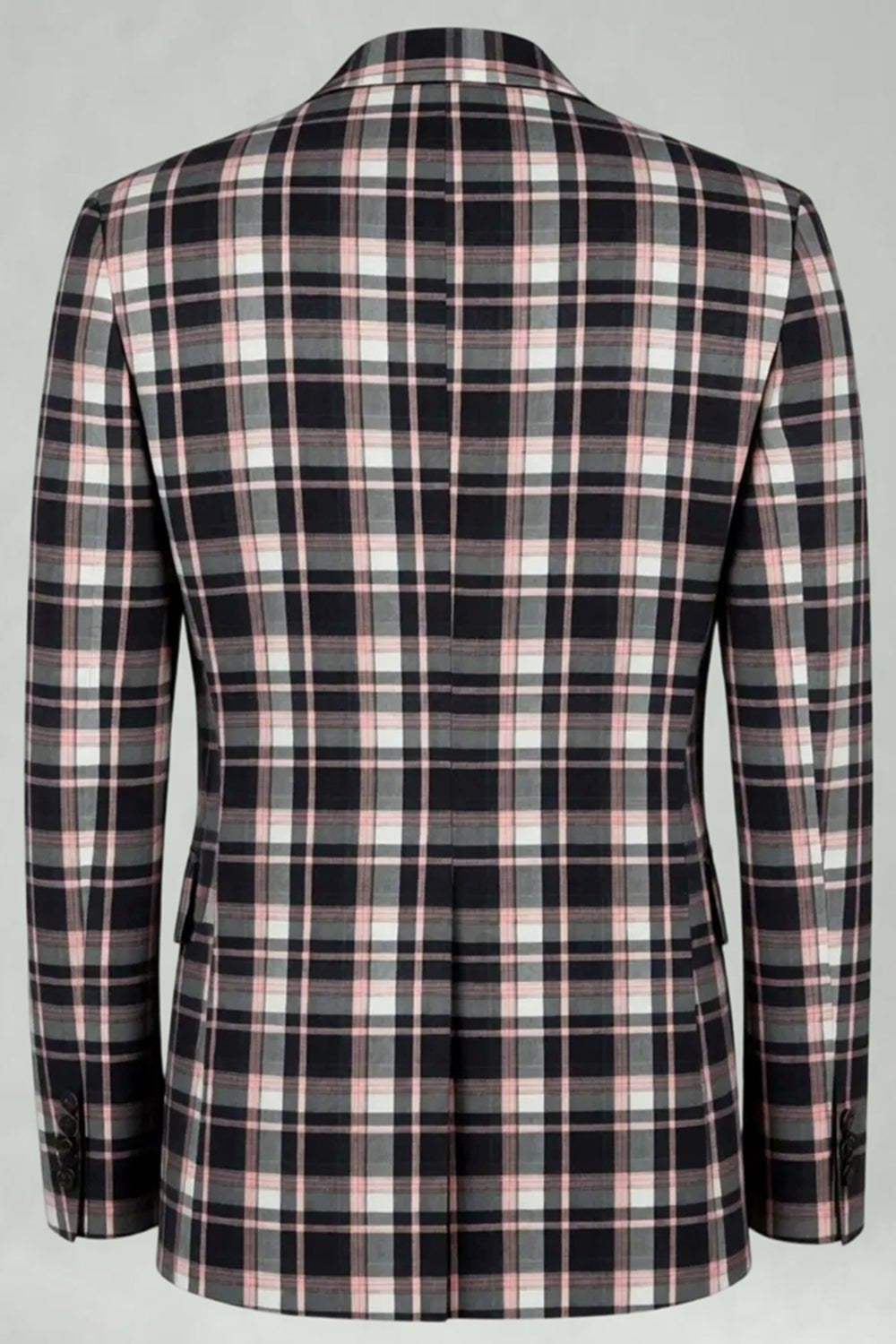 2 Piece Blue and Green Grid Notched Lapel Men Prom Suits