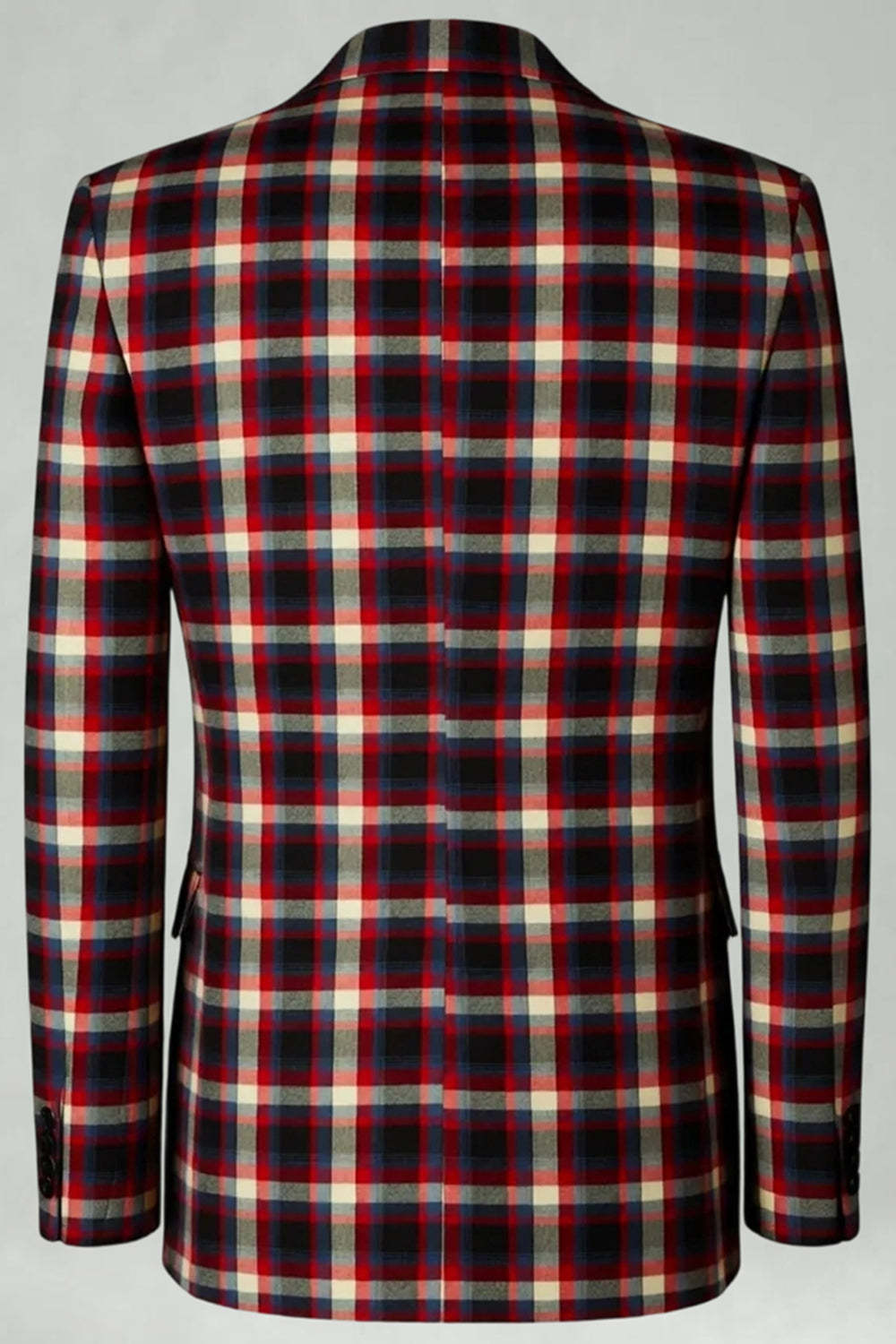 2 Piece Blue and Green Grid Notched Lapel Men Prom Suits