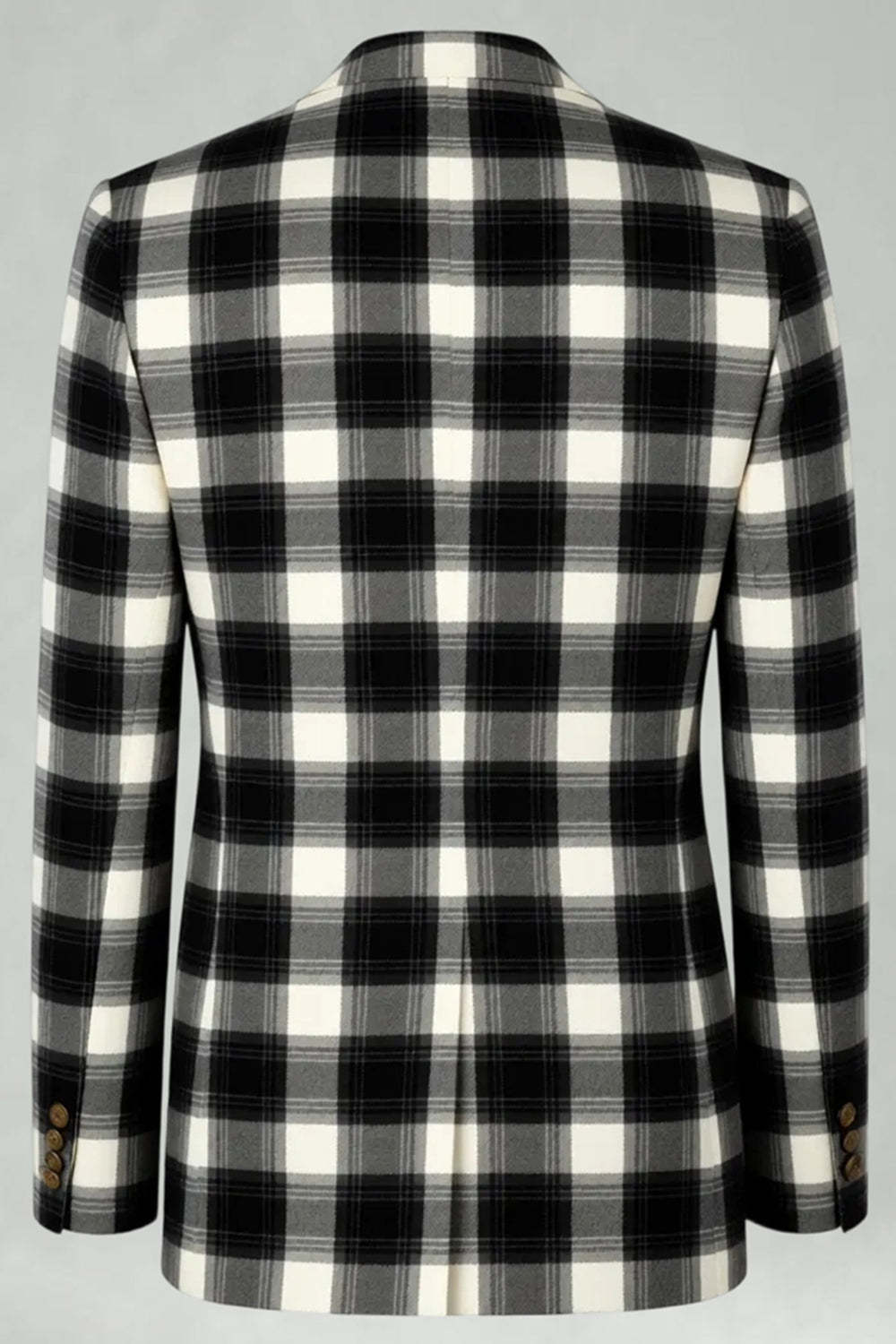 Black and White Grid 2 Piece Notched Lapel Men Prom Suits