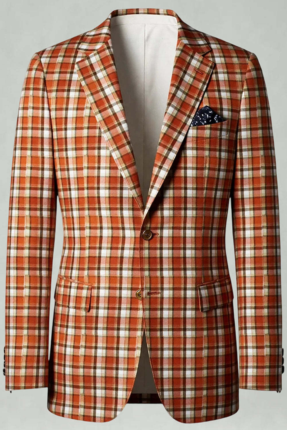 Black and White Grid 2 Piece Notched Lapel Men Prom Suits